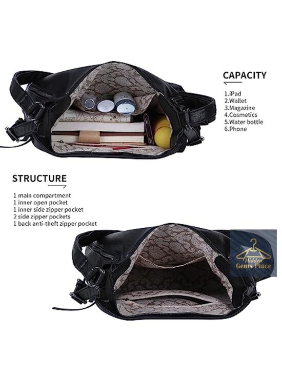 3-Piece Vegan Leather Convertible Backpack Hobo Crossbody Purse Set main image 4